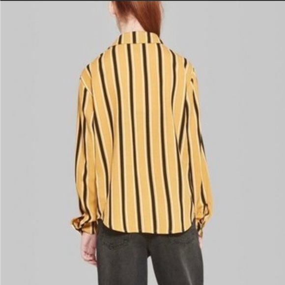 Wild Fable mustard yellow striped long sleeve shirt size 2XL - Picture 6 of 14